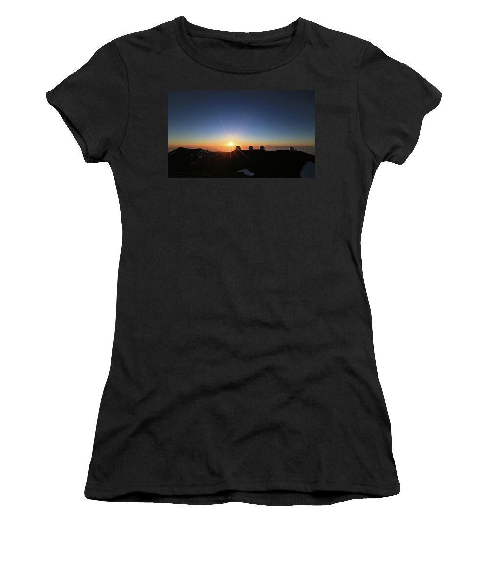 Photosbymch Women's T-Shirt featuring the photograph Sunset on the Mauna Kea Observatories by M C Hood