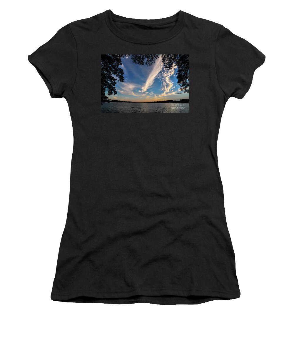 Sunset Women's T-Shirt featuring the photograph Sunset on the Pamlico by Randy Rogers