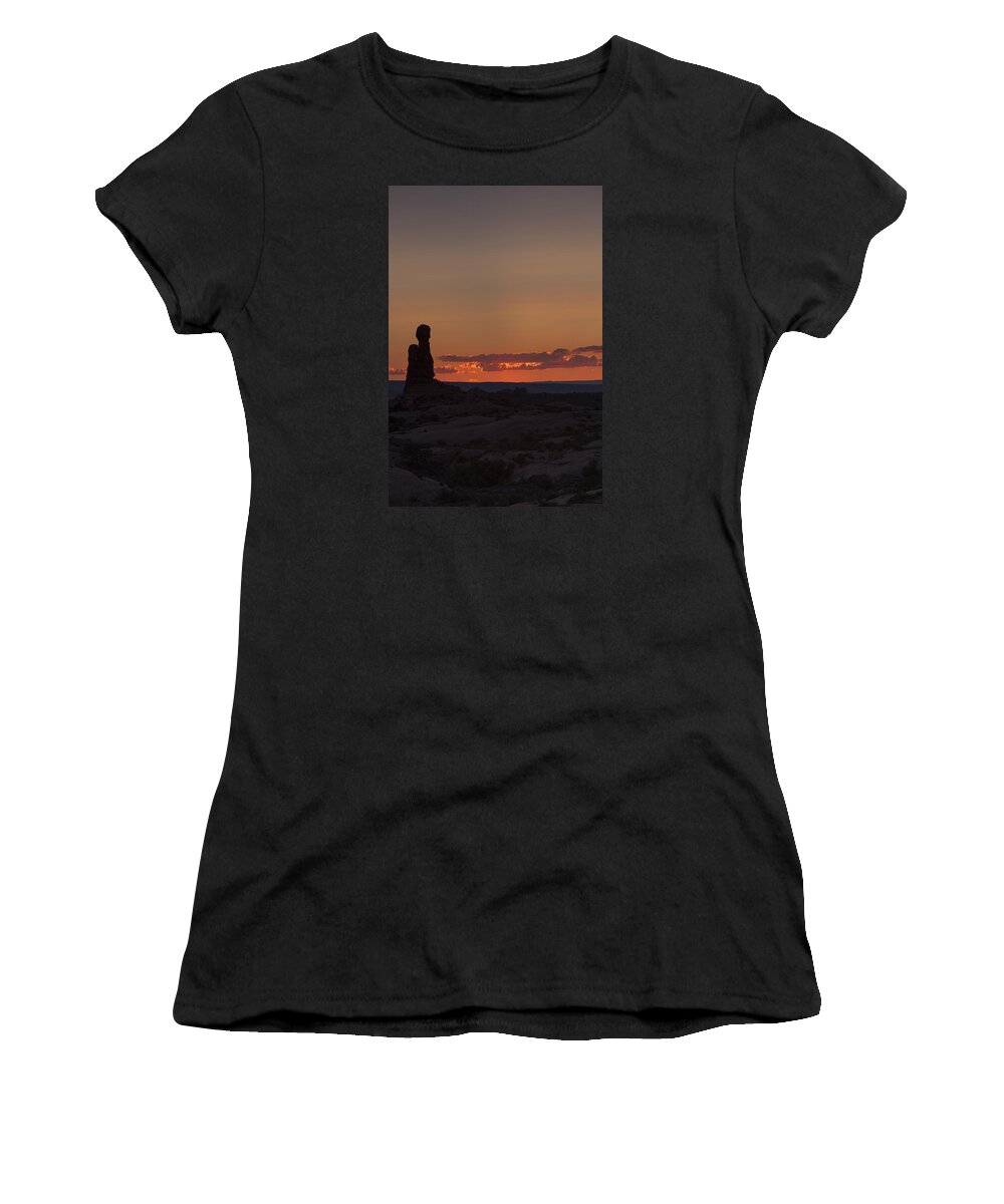 Nature Women's T-Shirt featuring the photograph Sunset over rock formation by David Watkins
