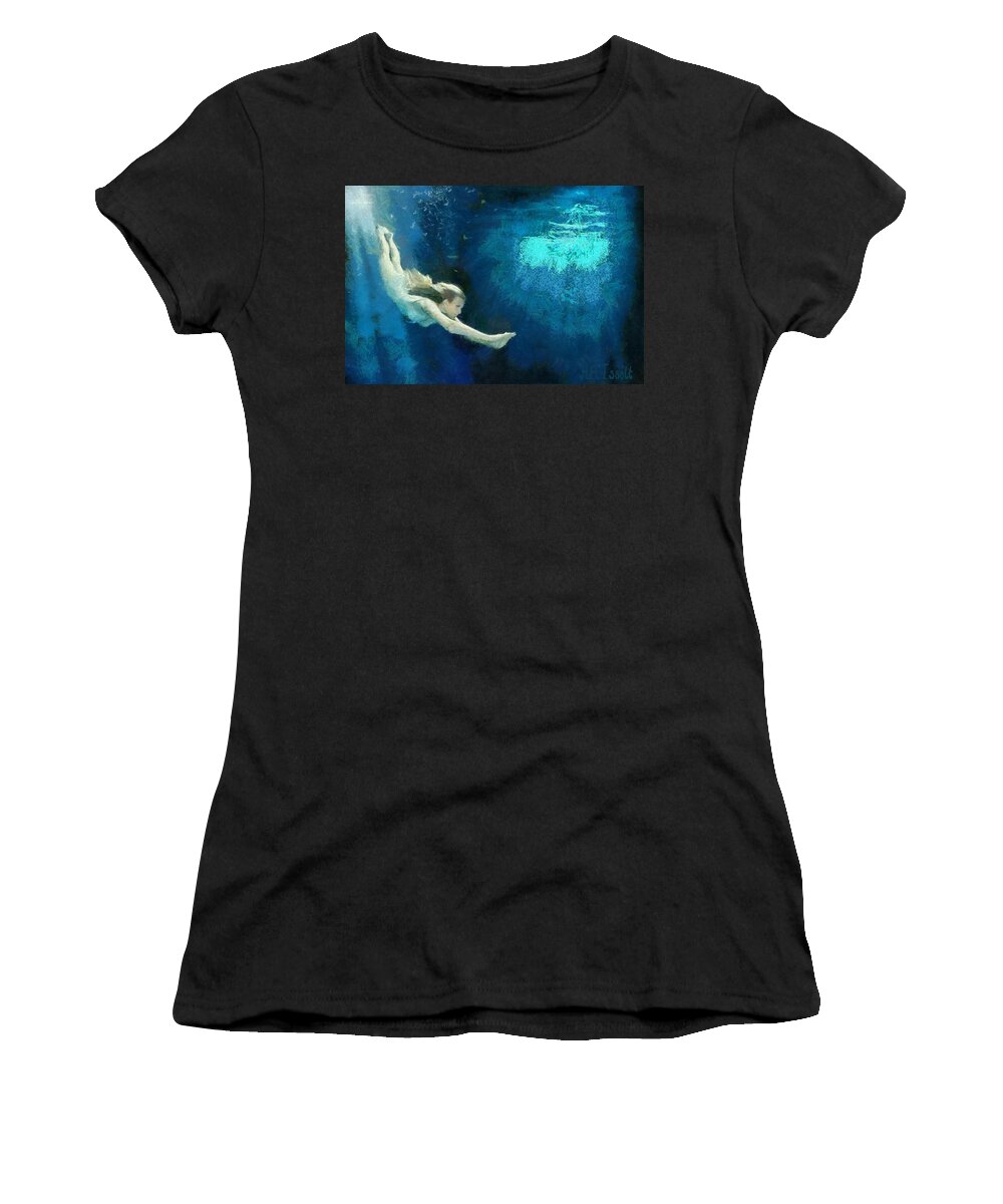 Dive Women's T-Shirt featuring the digital art Swim and Dive X by Humphrey Isselt