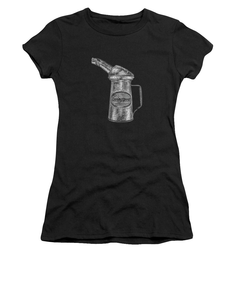Art Women's T-Shirt featuring the photograph Swingspout Oil Can BW by YoPedro