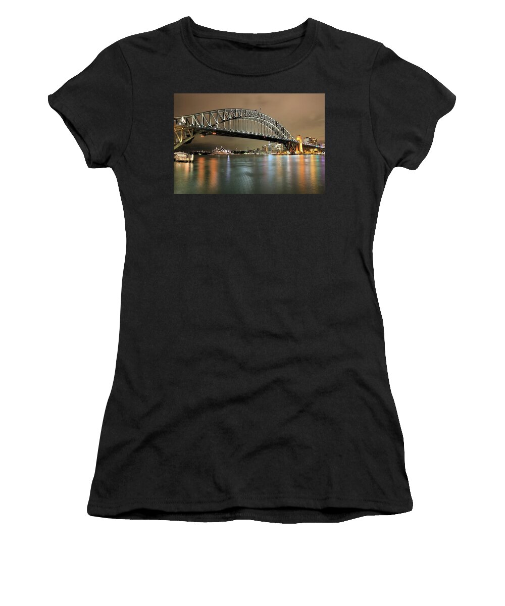 Photosbymch Women's T-Shirt featuring the photograph Sydney Harbour at Night by M C Hood