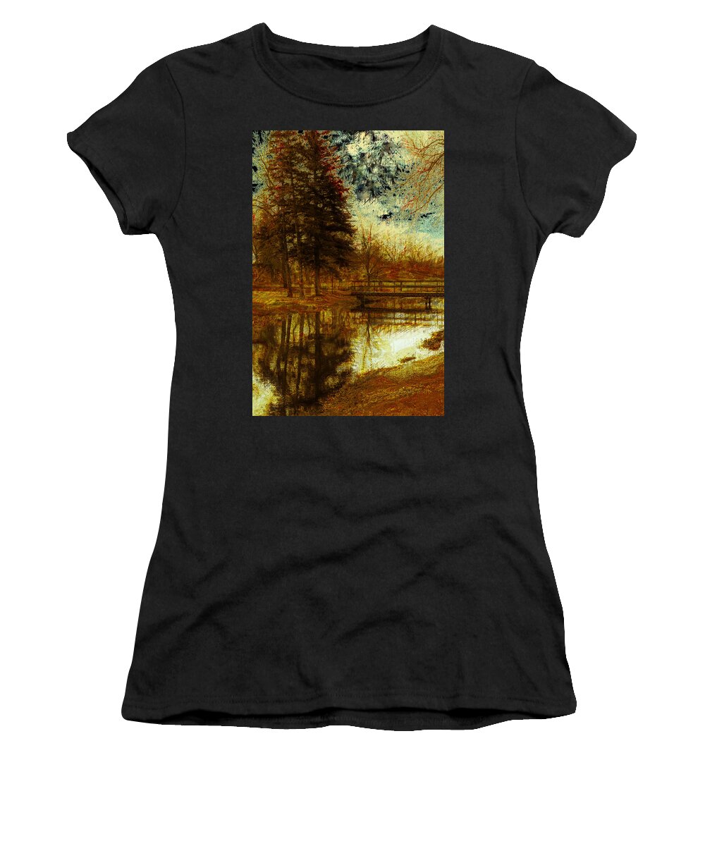 Trees Women's T-Shirt featuring the photograph Sylvan Bridge by Julie Lueders 