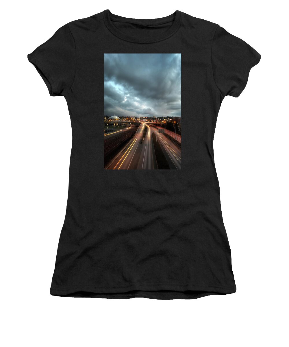 Tacoma Women's T-Shirt featuring the photograph Tacoma Night Sky by Ryan Manuel