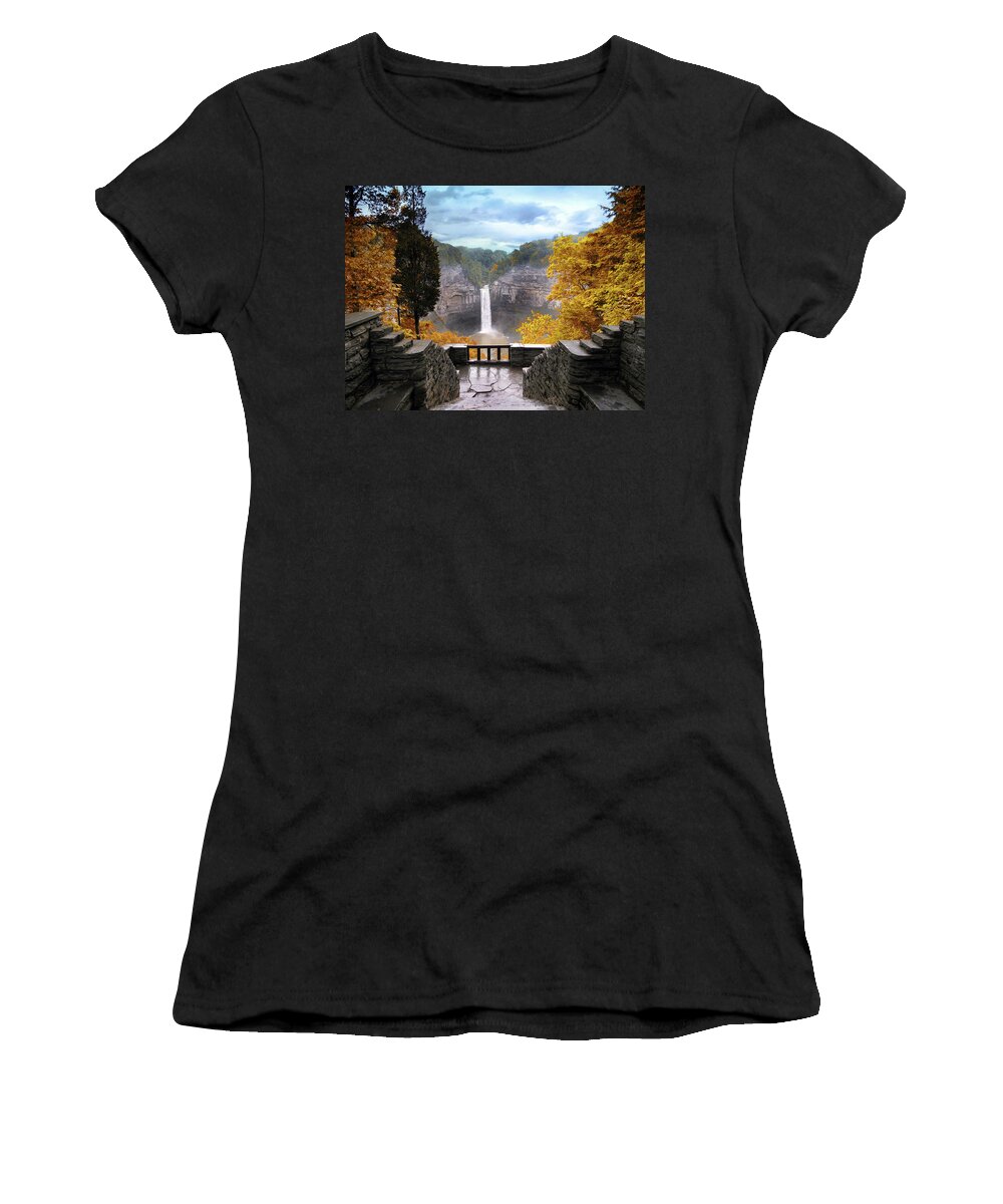 Taughannock Women's T-Shirt featuring the photograph Taughannock in Autumn by Jessica Jenney
