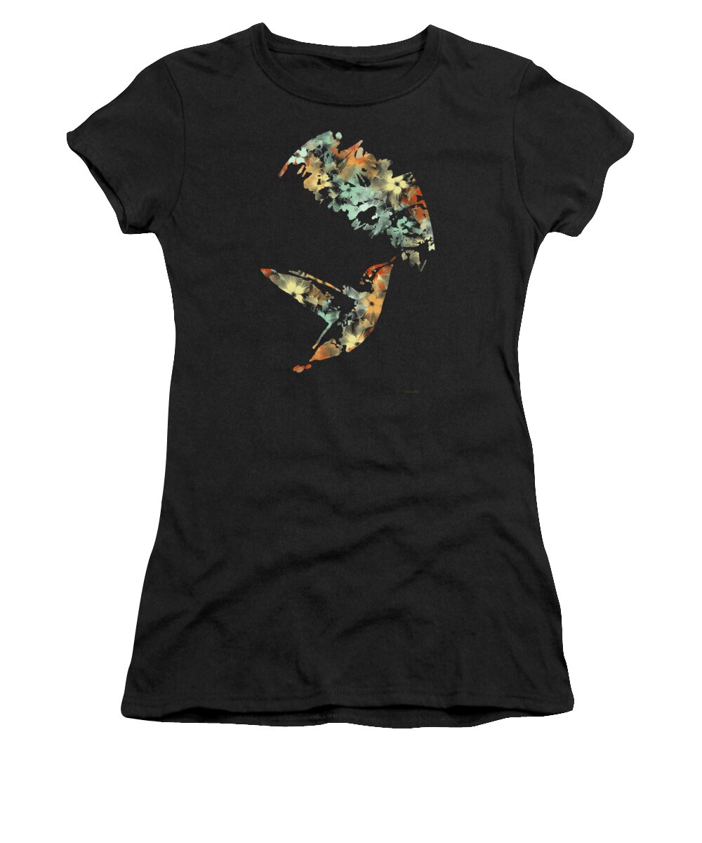 Hummingbird Women's T-Shirt featuring the mixed media Floral Hummingbird Art by Christina Rollo