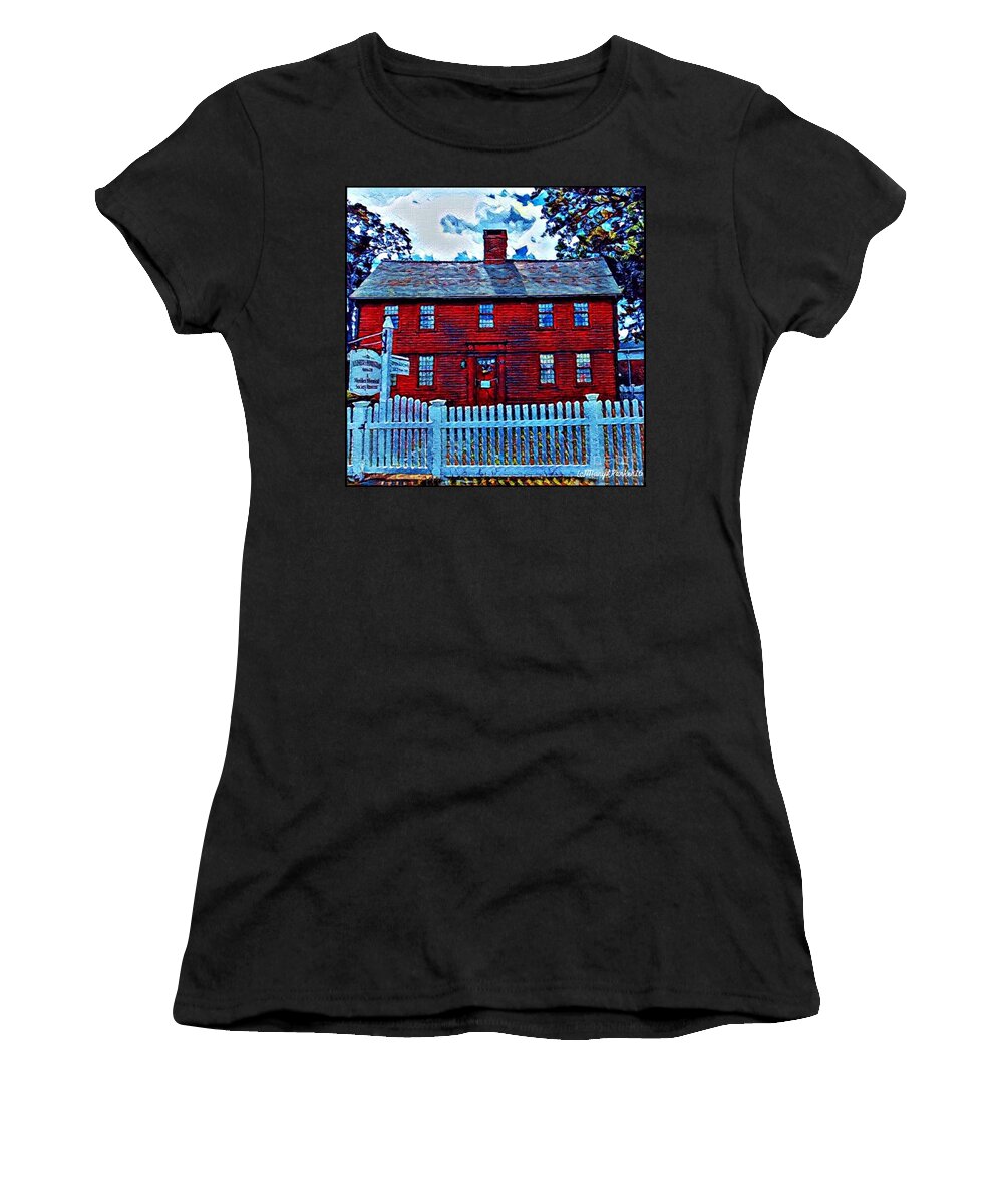 Mix Media Women's T-Shirt featuring the mixed media The Andrew Homestead Meriden,Ct by MaryLee Parker