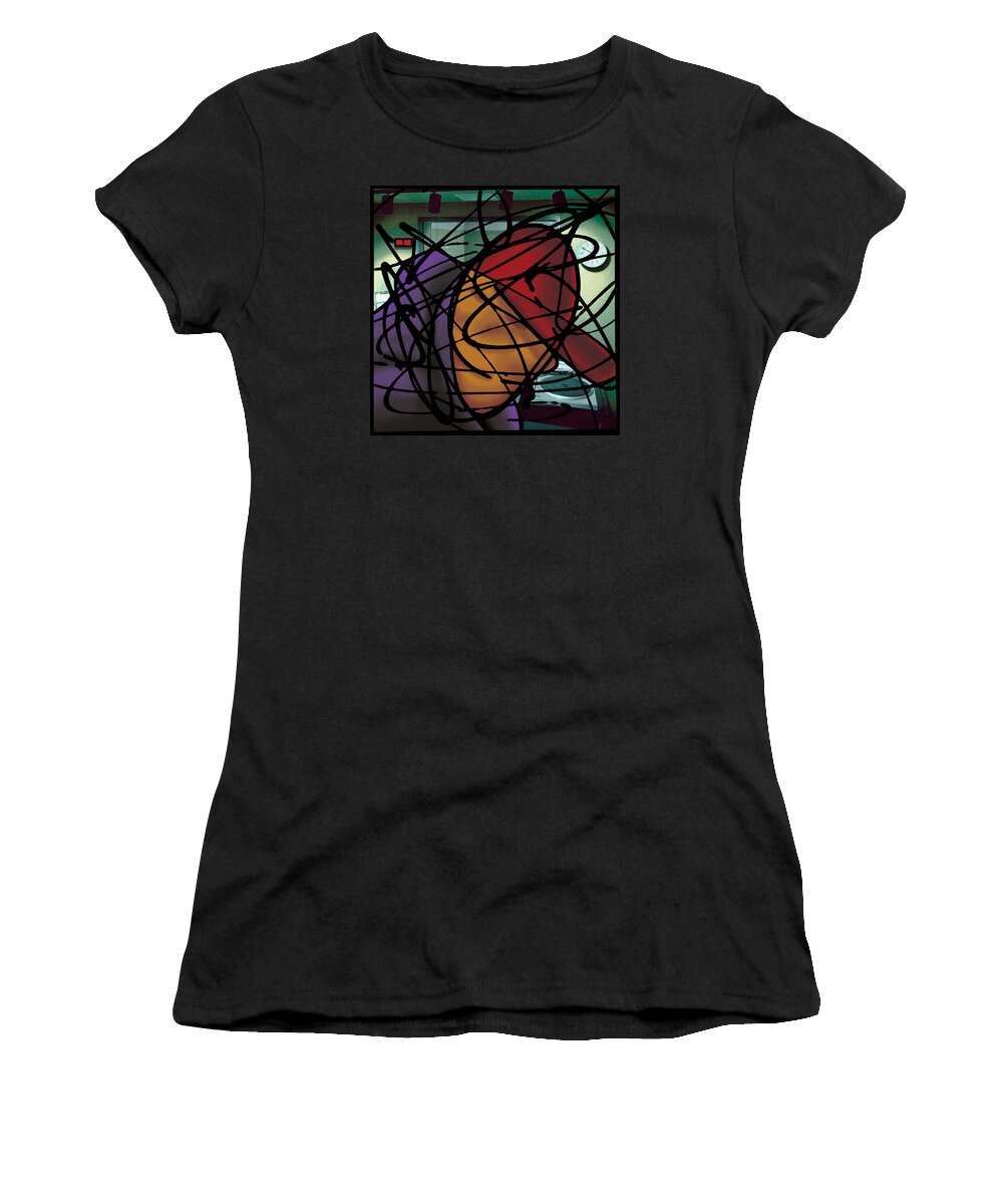 Abstract Women's T-Shirt featuring the painting The B-Boy As DJ by Ismael Cavazos