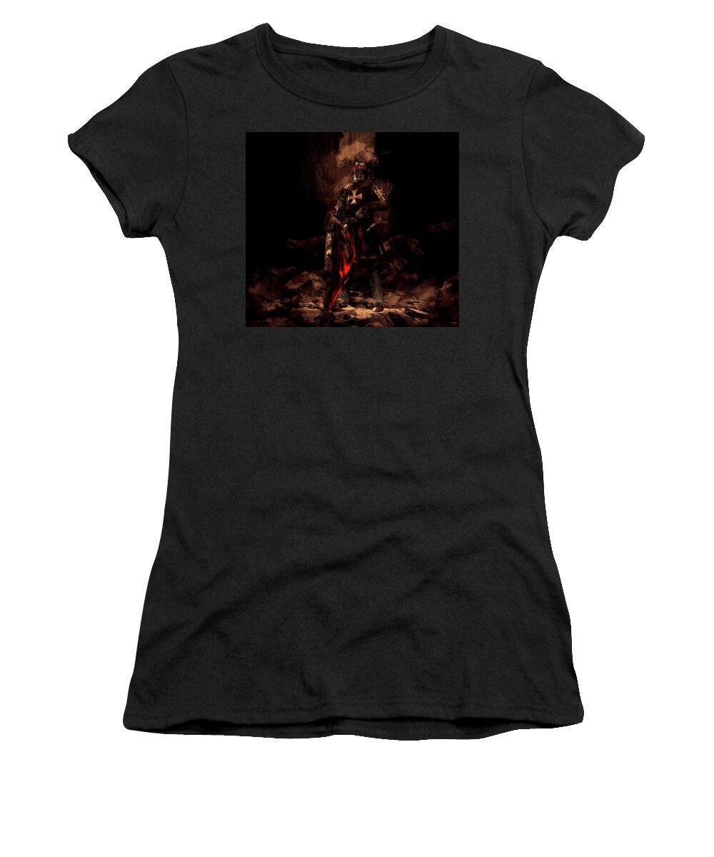 Black Women's T-Shirt featuring the mixed media The Black Knight by Mountain Dreams