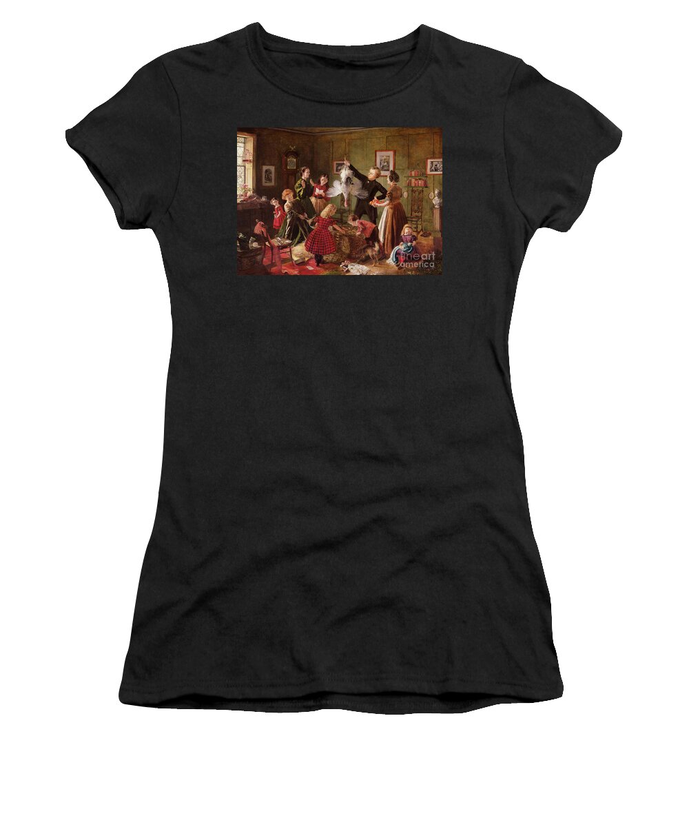 The Women's T-Shirt featuring the painting The Christmas Hamper by Robert Braithwaite Martineau
