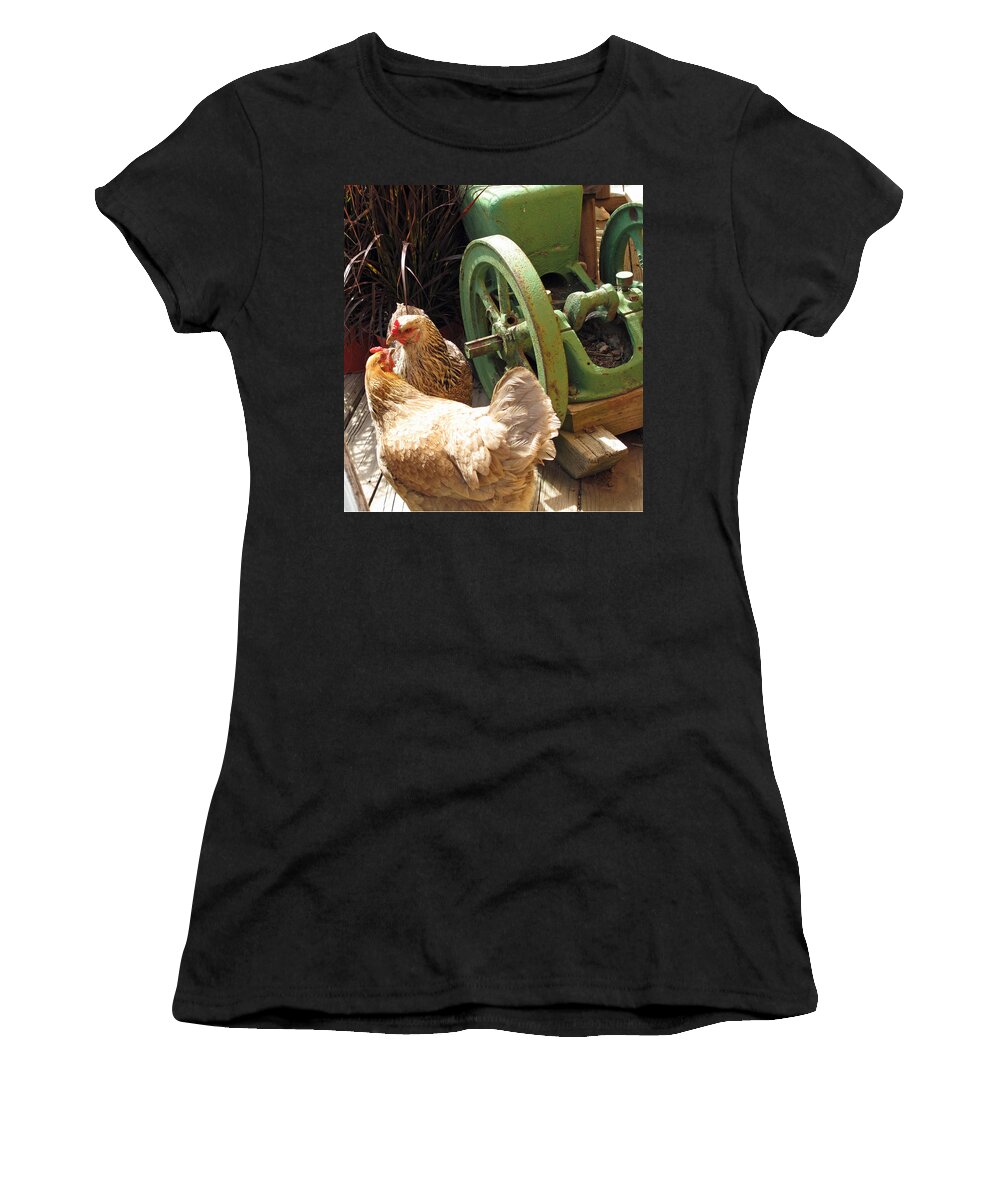 Chickens Women's T-Shirt featuring the photograph The Discussion by Barbara McDevitt