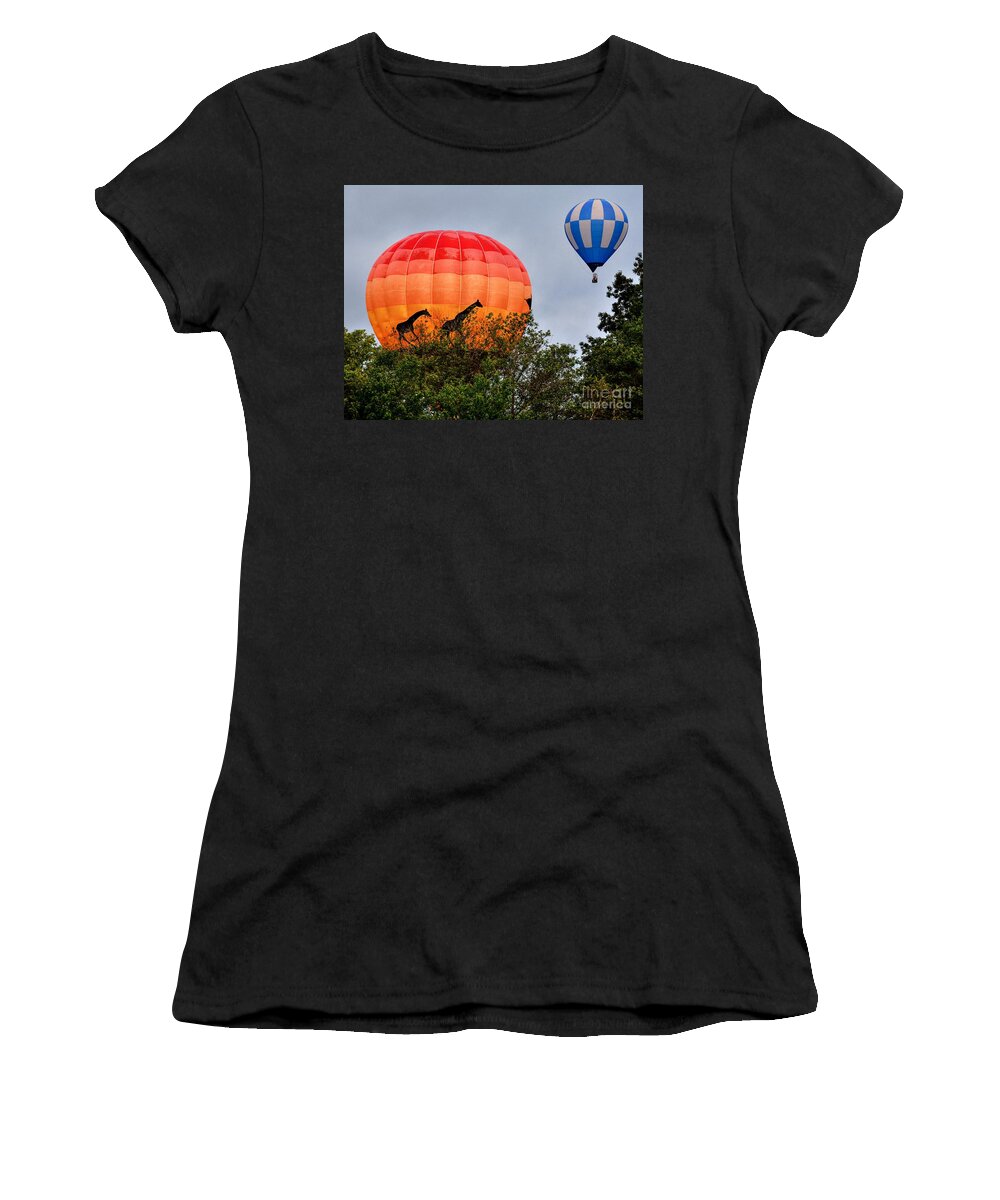 Giraffes Women's T-Shirt featuring the photograph The Giraffes Are Coming by Steve Brown