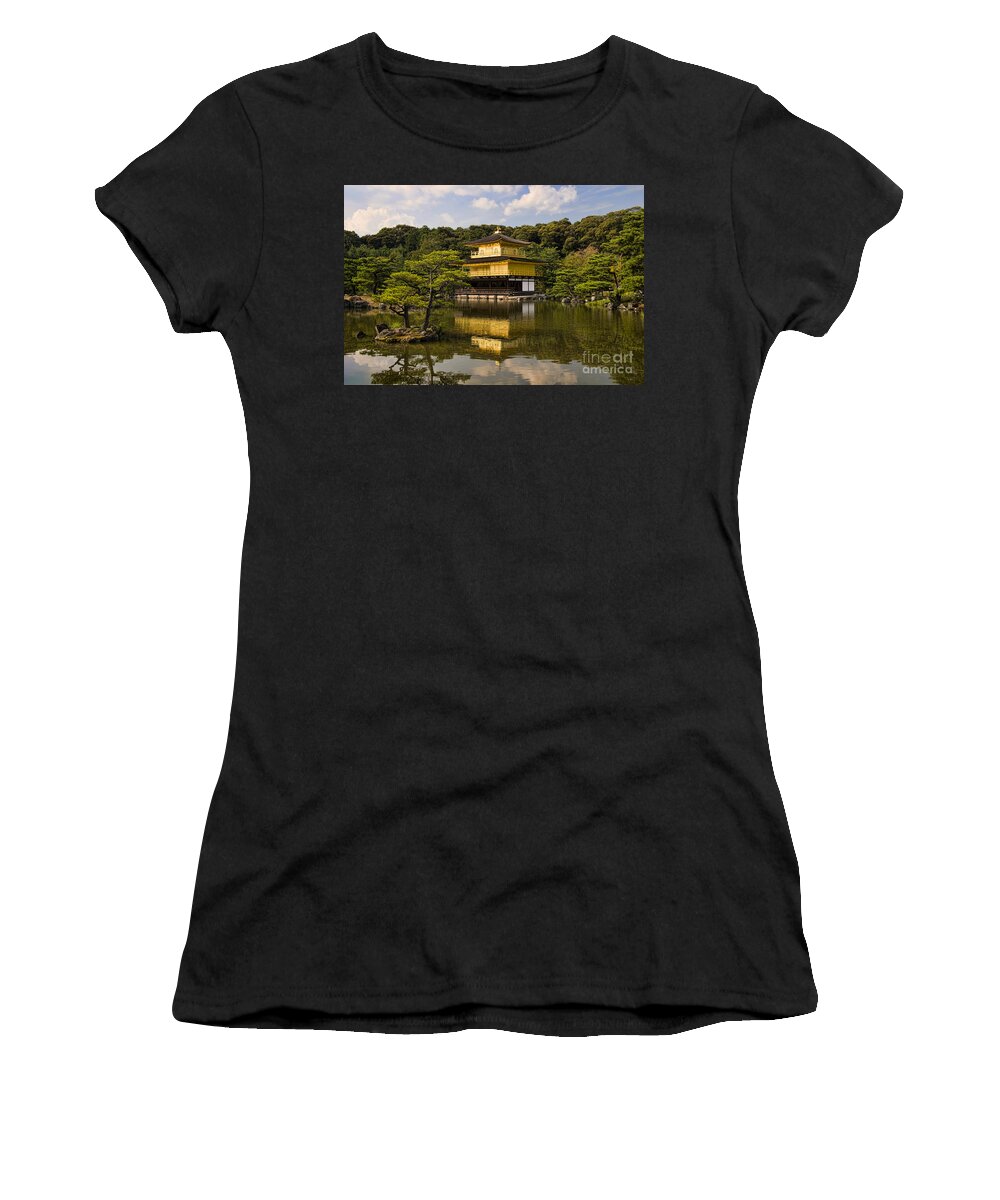 Colour Women's T-Shirt featuring the photograph The Golden Pagoda in Kyoto Japan by David Smith