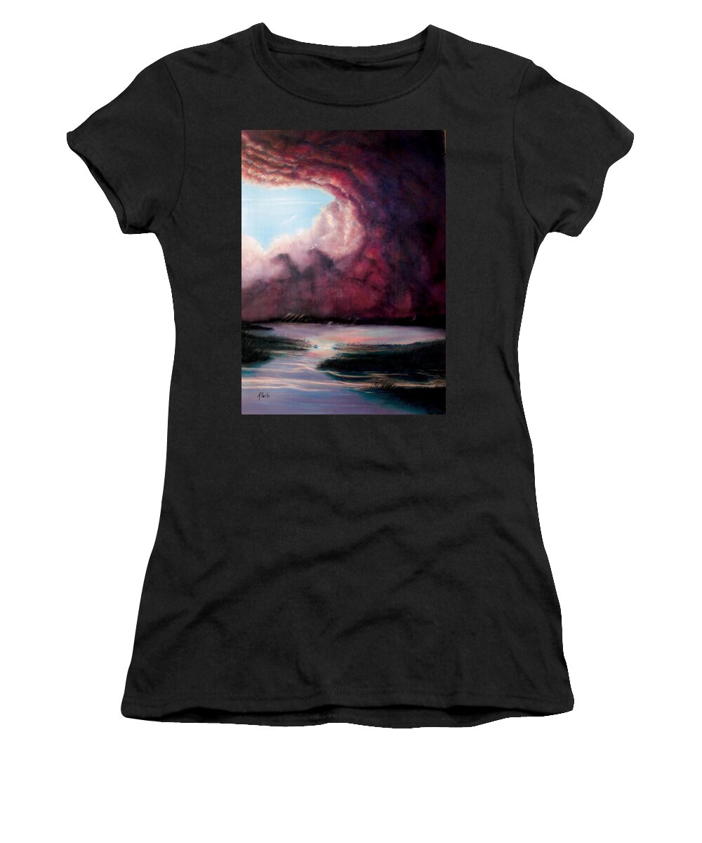 Sunrise Women's T-Shirt featuring the painting The Hansbach by Albert Puskaric