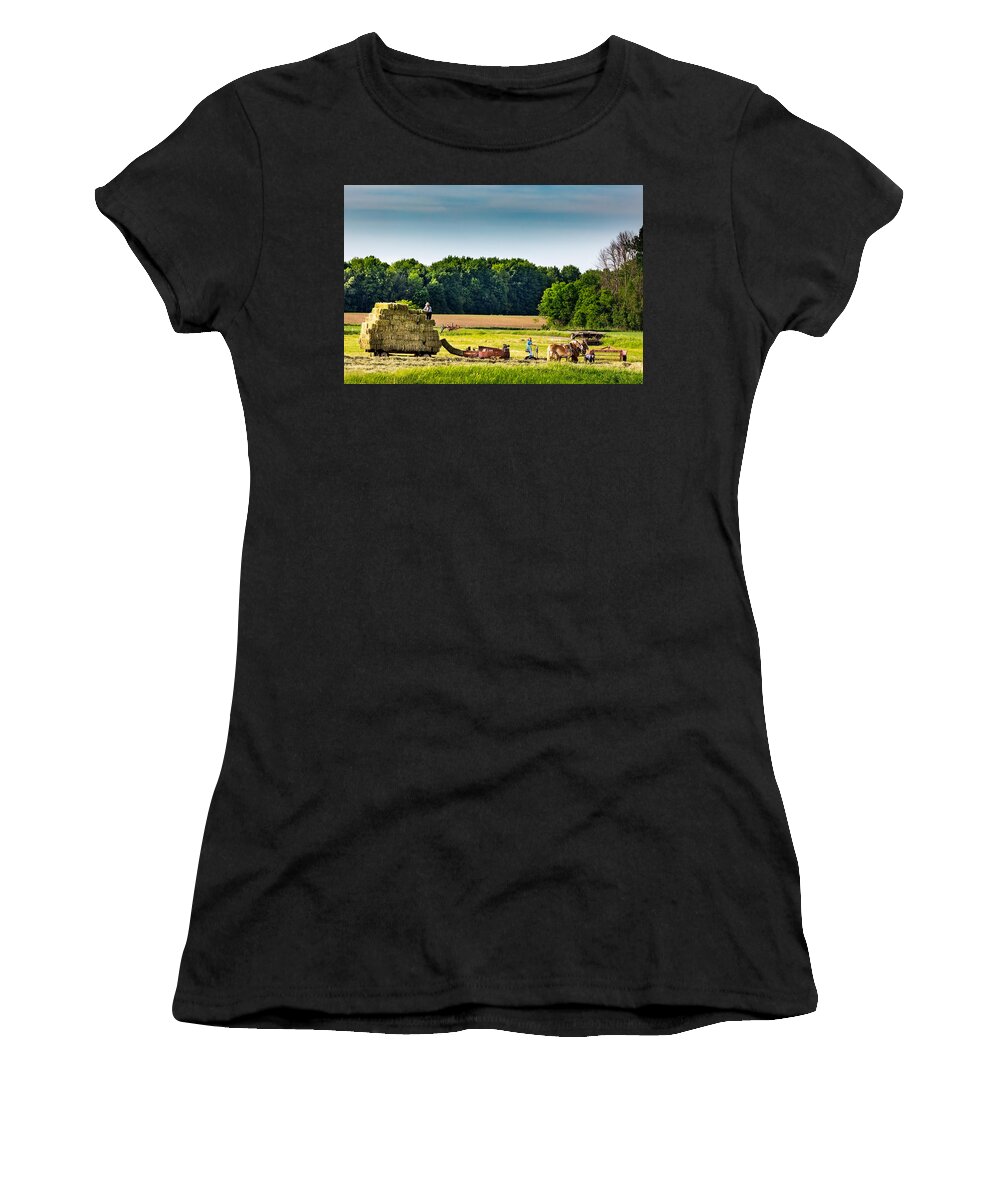 Mennonite Women's T-Shirt featuring the photograph The Hay Bales by Brent Buchner