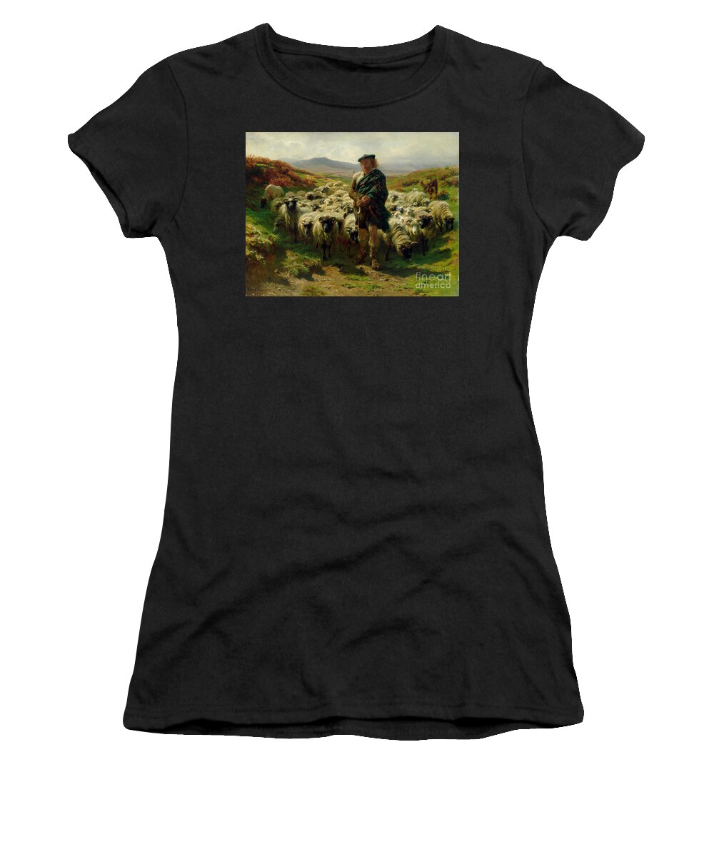 The Women's T-Shirt featuring the painting The Highland Shepherd by Rosa Bonheur