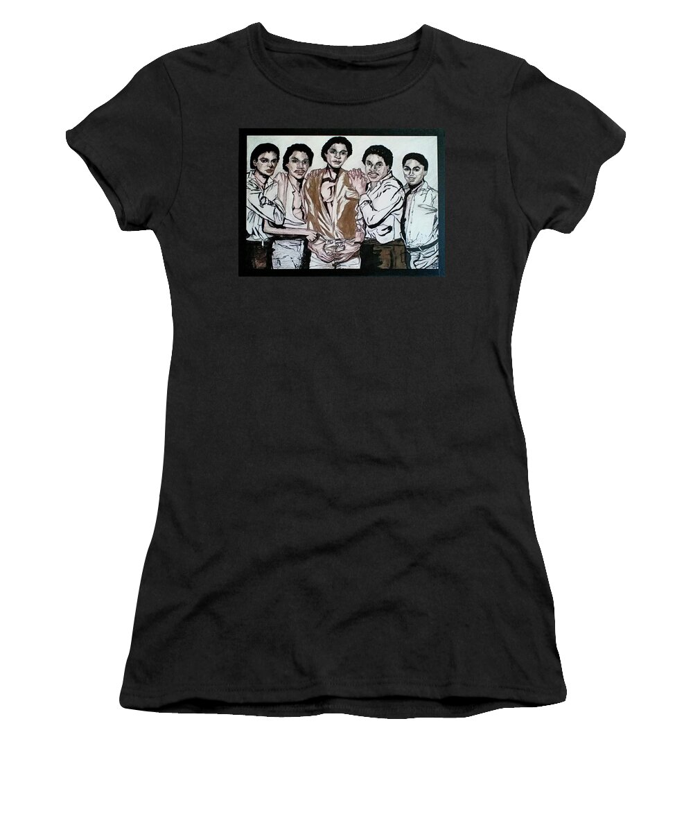 The Jackson Five Women's T-Shirt featuring the mixed media The Jacksons Five by Michelle Gilmore