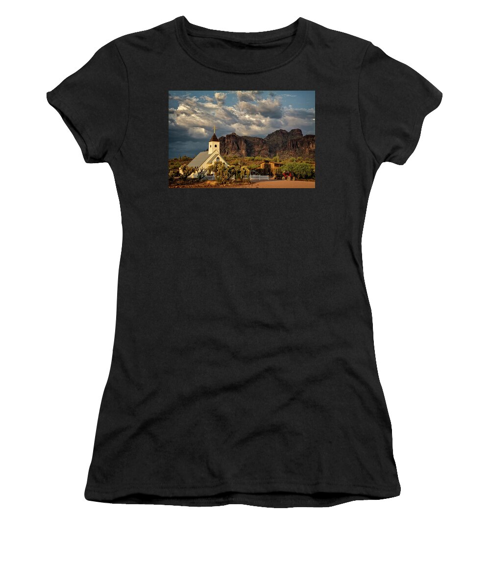 The Superstitions Women's T-Shirt featuring the photograph The Little Chapel in the Superstitions by Saija Lehtonen