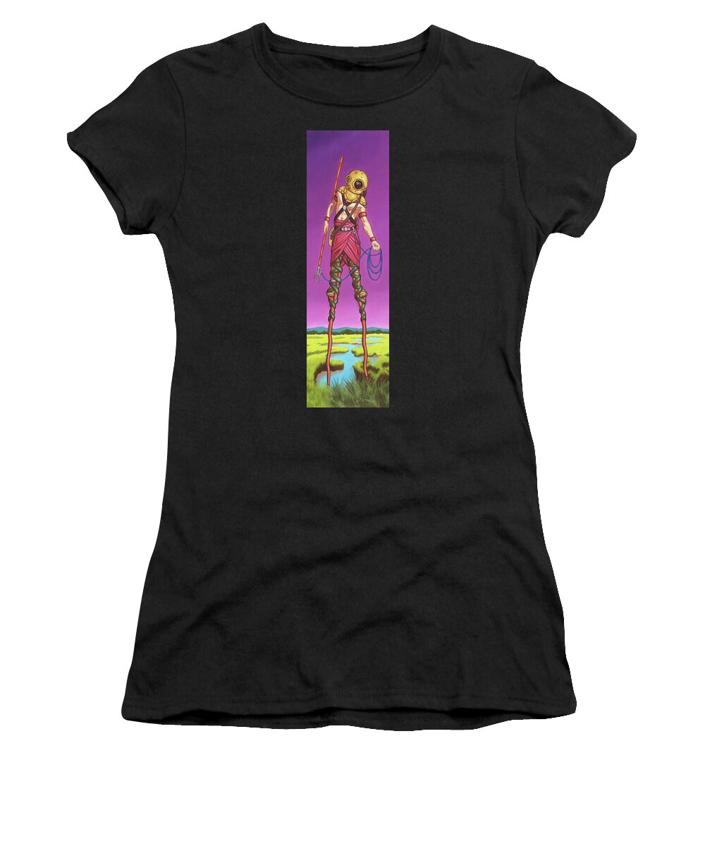 Marsh Women's T-Shirt featuring the painting The Marsh Runner by Paxton Mobley