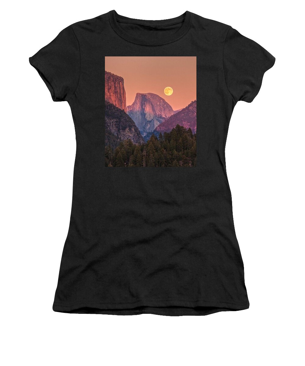 The Moon Hangs Women's T-Shirt featuring the photograph The moon hangs low by Andy Bucaille