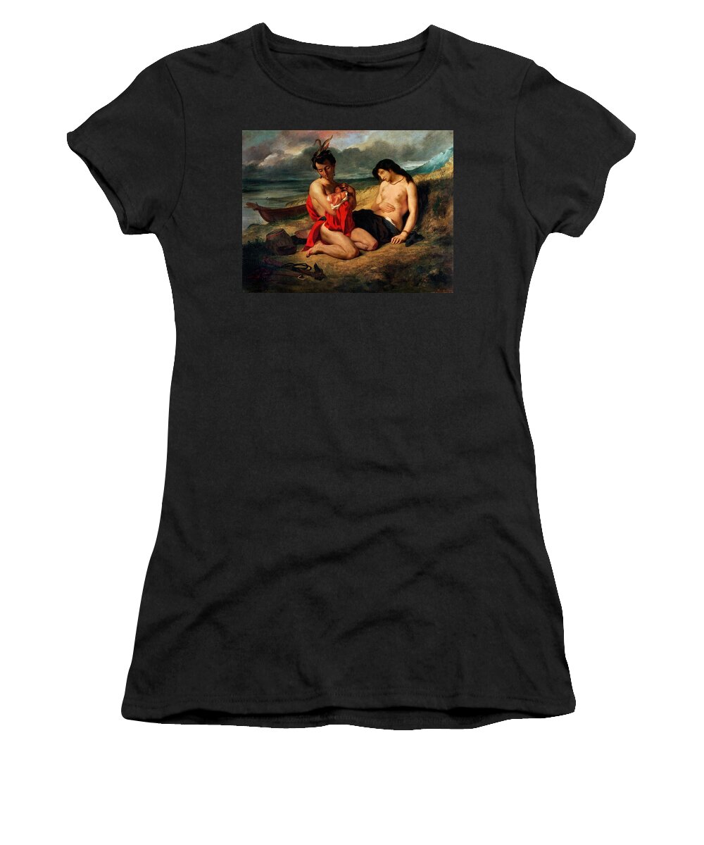 The Women's T-Shirt featuring the painting The Natchez by Eugene Delacroix