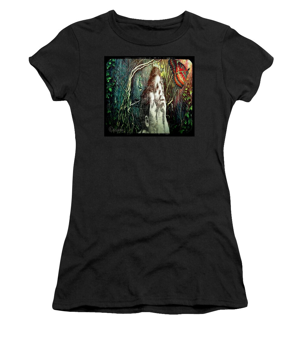 Butterfly Women's T-Shirt featuring the digital art The only word... by Delight Worthyn