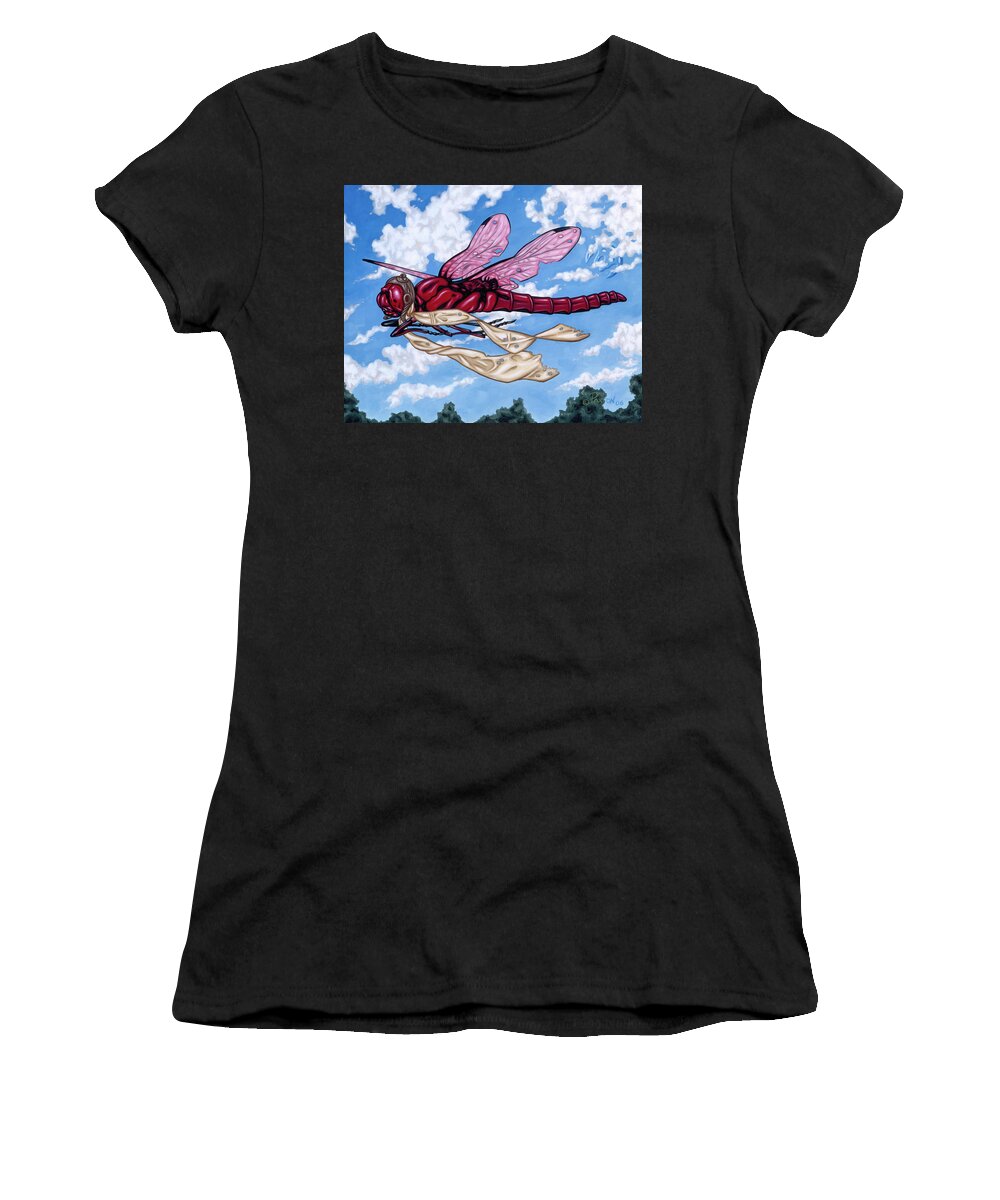 Dragonfly Women's T-Shirt featuring the painting The Red Baron by Paxton Mobley