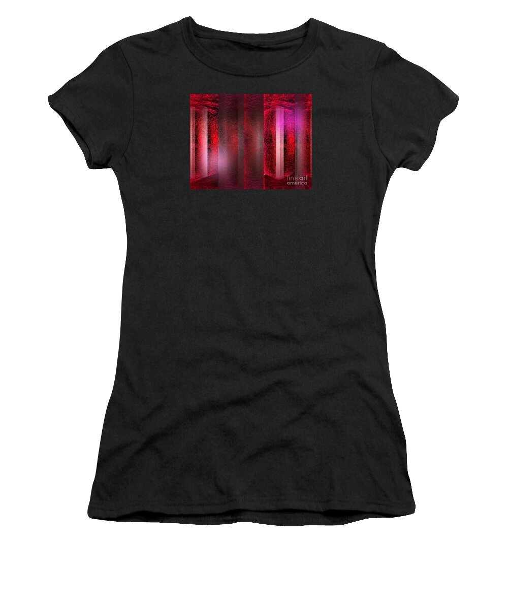 Abstract Women's T-Shirt featuring the digital art The Red Room by John Krakora