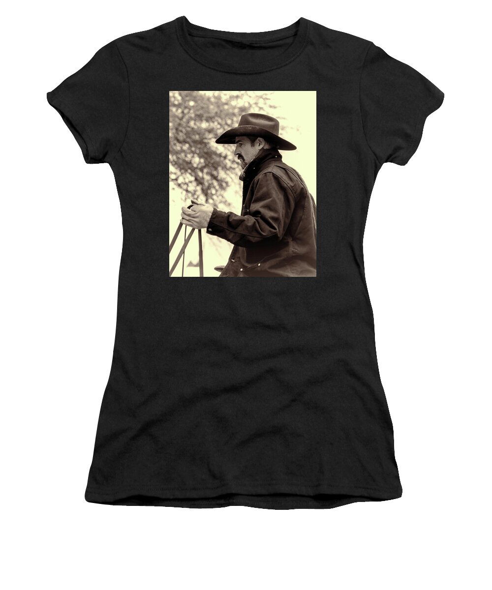 Cowboy Women's T-Shirt featuring the photograph The Reins by Jeanne May