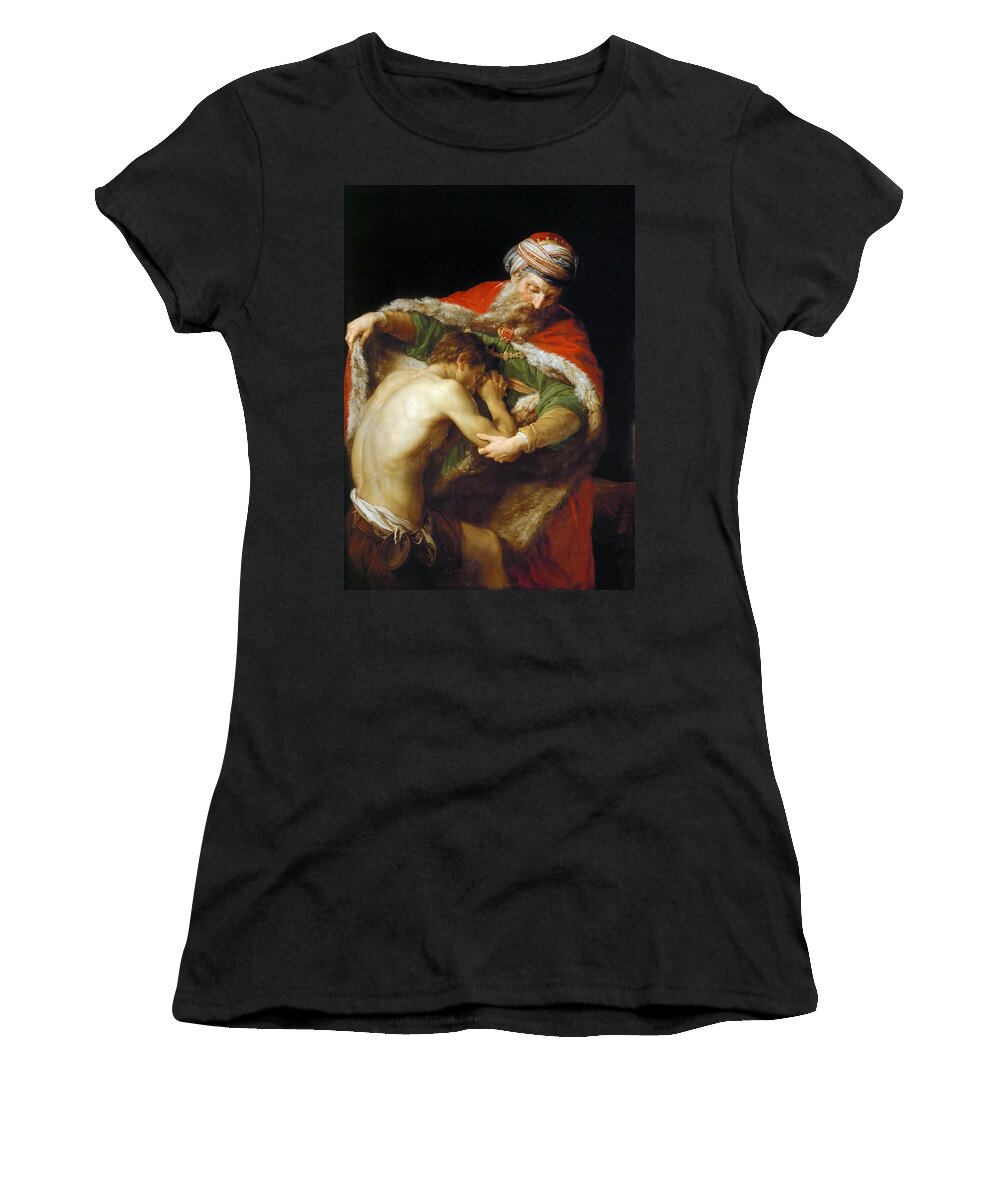 Pompeo Batoni Women's T-Shirt featuring the painting The Return of the Prodigal Son by Pompeo Batoni
