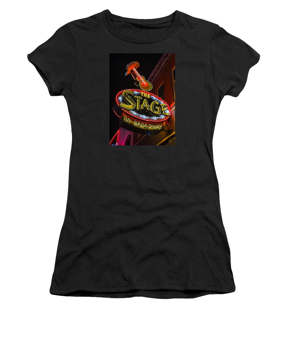 Nashville Women's T-Shirt featuring the photograph The Stage On Broadway - SoBro Nashville by Stephen Stookey