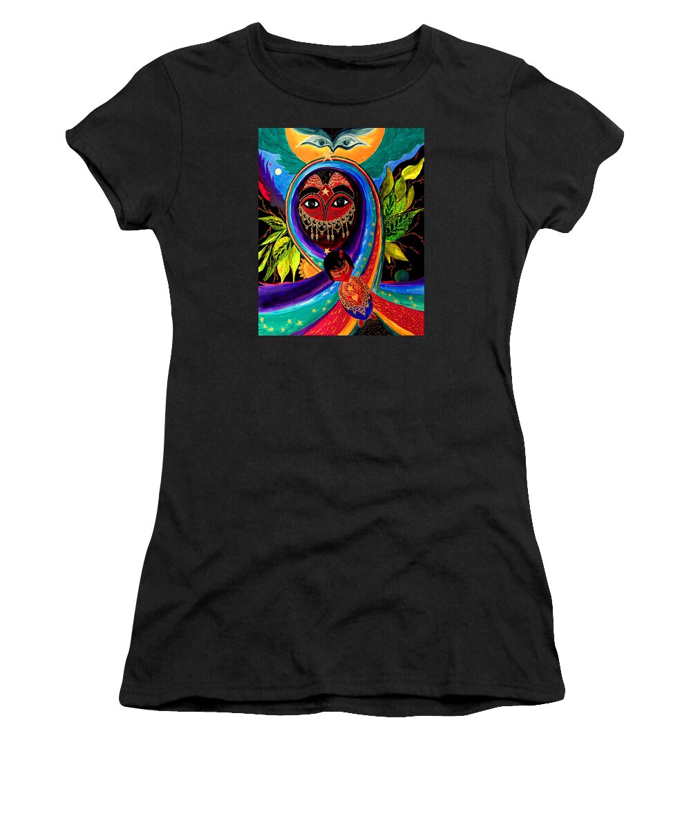 Abstract Women's T-Shirt featuring the painting Mother And Child by Marina Petro
