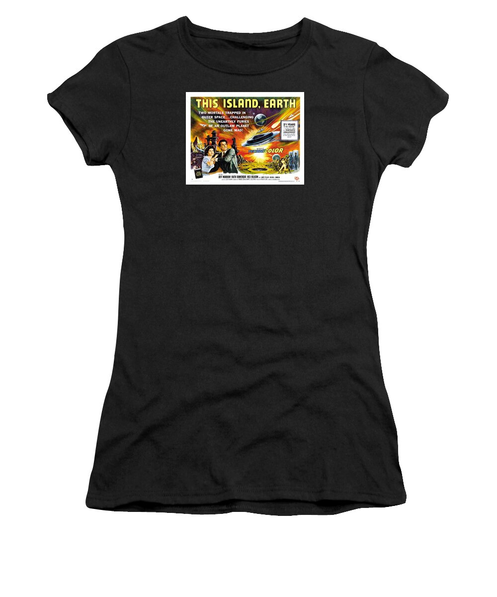 This Island Earth Science Fiction Classic Movie Women's T-Shirt featuring the painting This Island Earth science fiction classic movie by Vintage Collectables