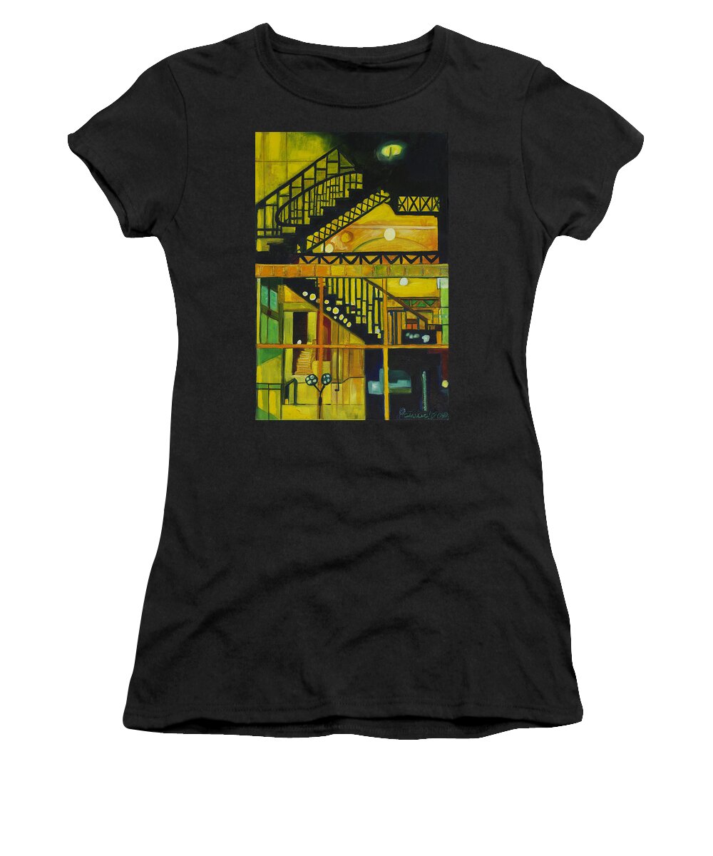 Abstract Women's T-Shirt featuring the painting Through Parisian Glass by Patricia Arroyo