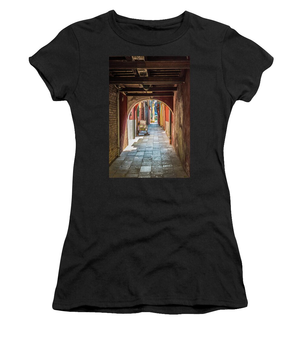Italy Women's T-Shirt featuring the photograph Through the Arch in Burano by Lisa Lemmons-Powers