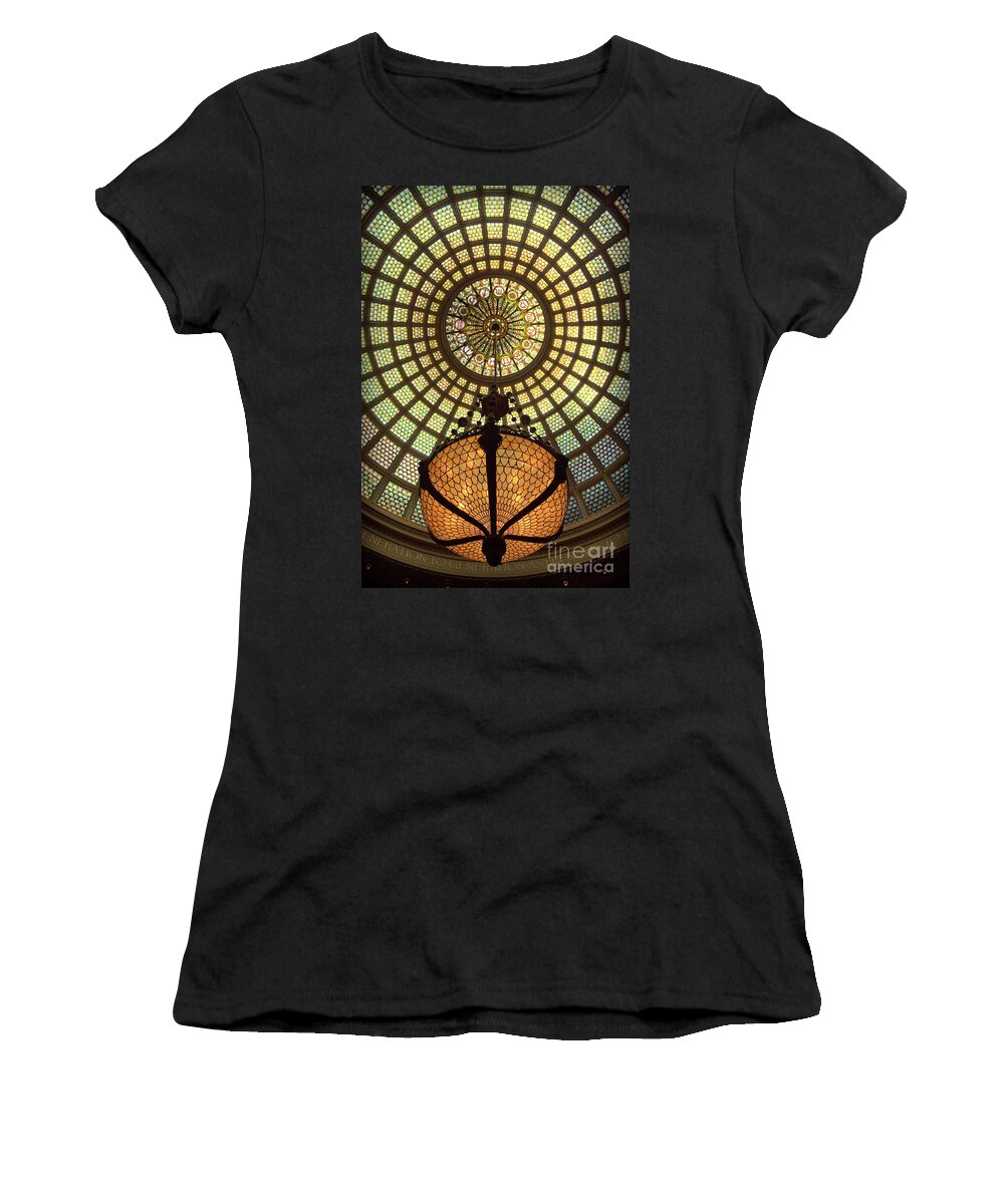 Art Women's T-Shirt featuring the photograph Tiffany Ceiling in the Chicago Cultural Center by David Levin