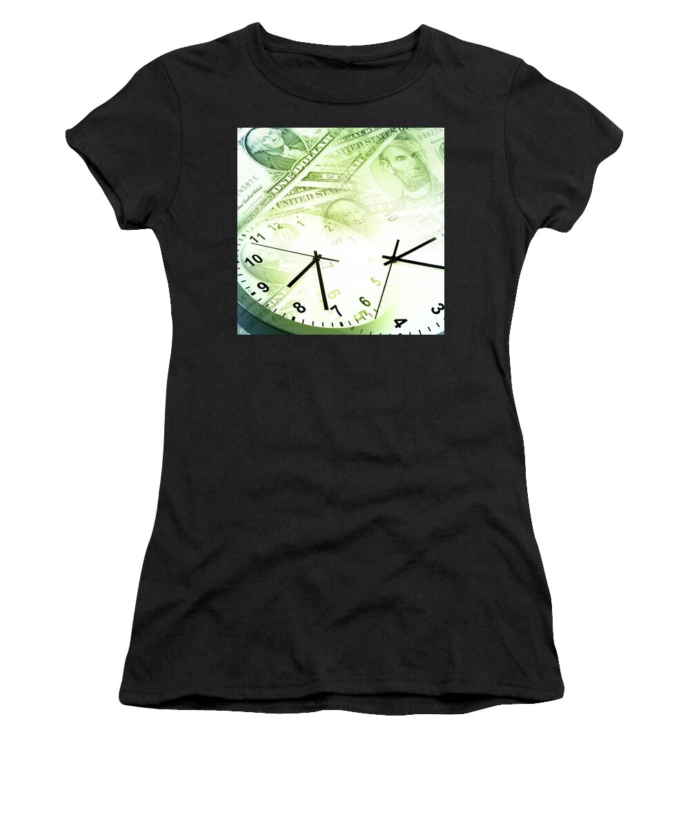 Banking Women's T-Shirt featuring the photograph Time is money by Les Cunliffe