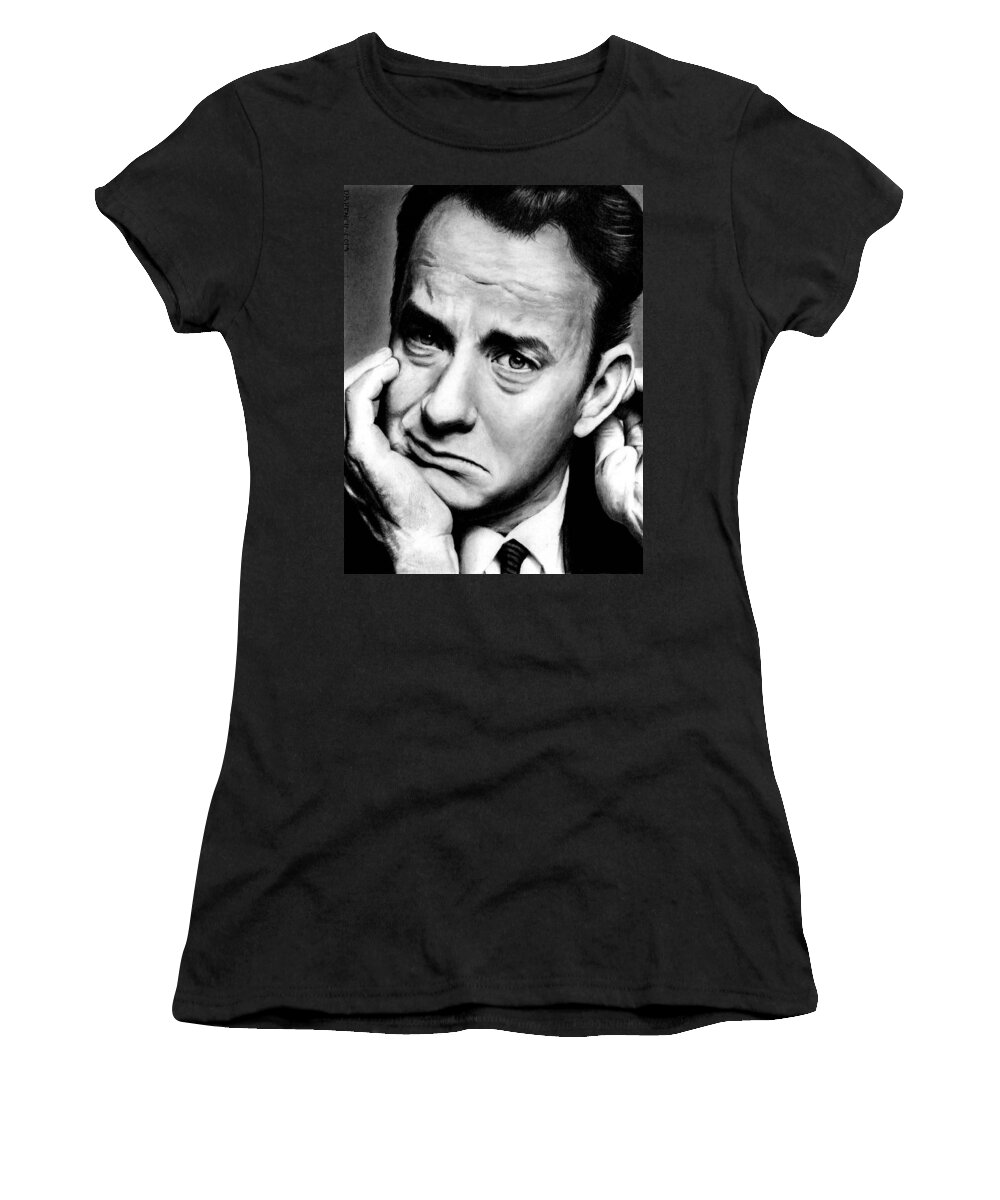 Tom Hanks Women's T-Shirt featuring the drawing Tom Hanks by Rick Fortson
