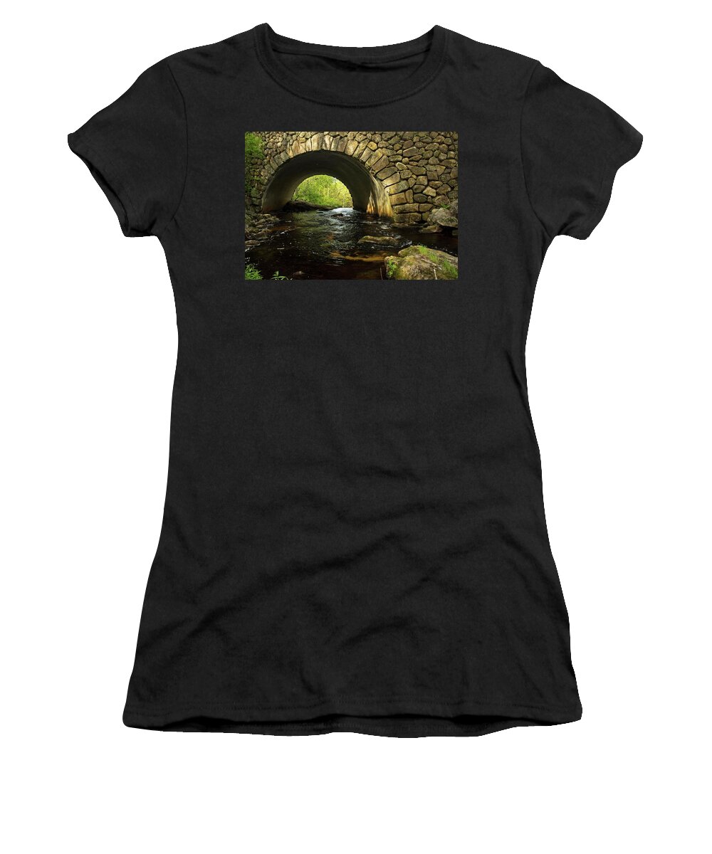 Doanes Falls Women's T-Shirt featuring the photograph Top of Doanes Falls Lawrence Brook by Michael Saunders