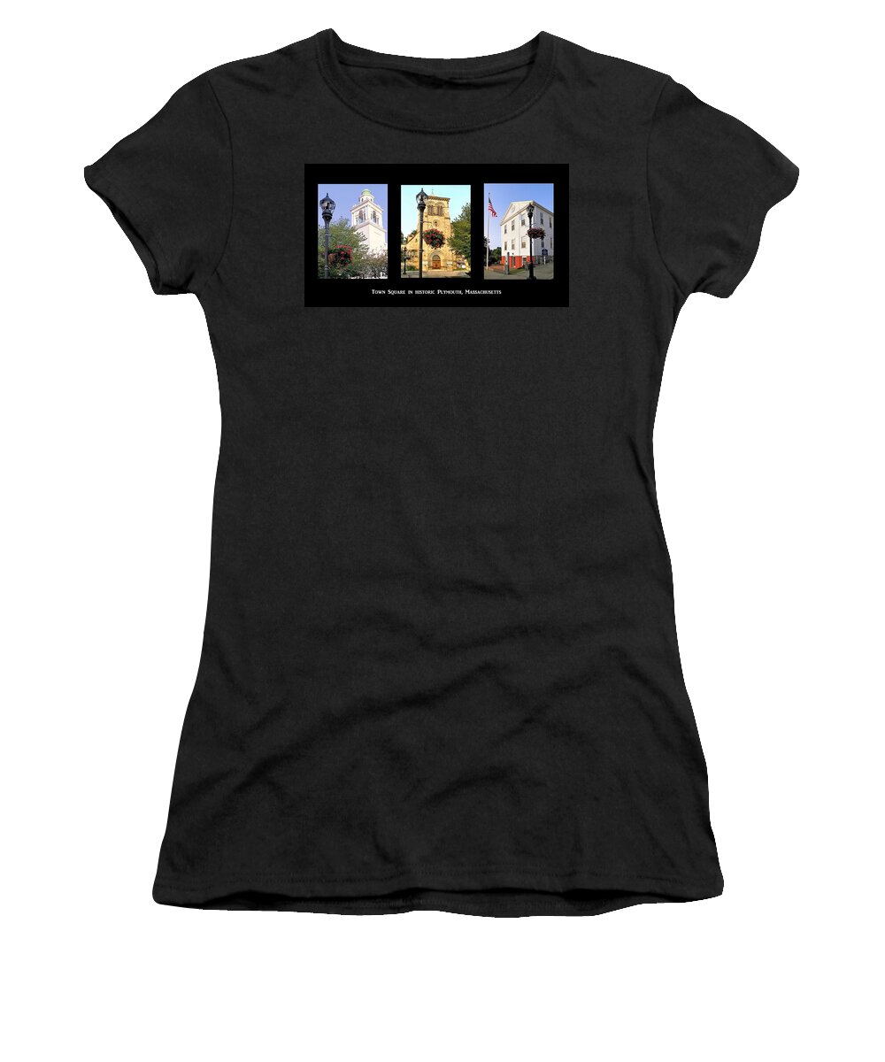 Town Square Women's T-Shirt featuring the photograph Town Square Plymouth Massachusetts by Janice Drew