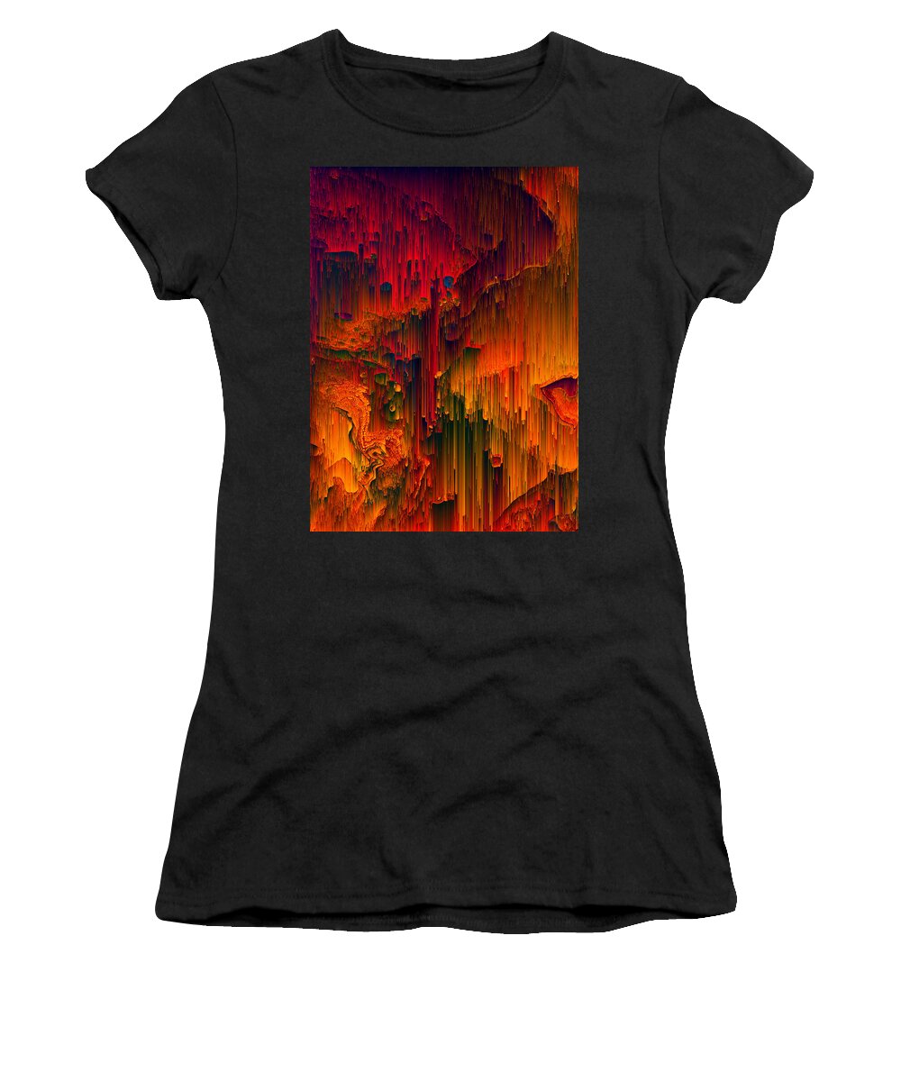 Glitch Women's T-Shirt featuring the digital art Toxic Rain - Pixel Art by Jennifer Walsh