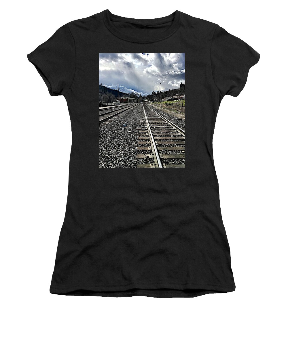 Railroad Women's T-Shirt featuring the photograph Tracks by JoAnn Lense