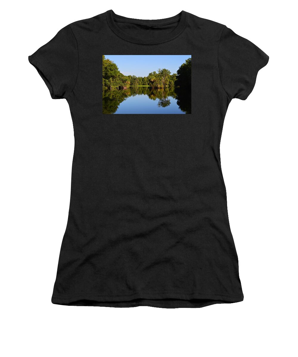 Train And Bridge Supports Women's T-Shirt featuring the photograph Train and Bridge Supports by Warren Thompson