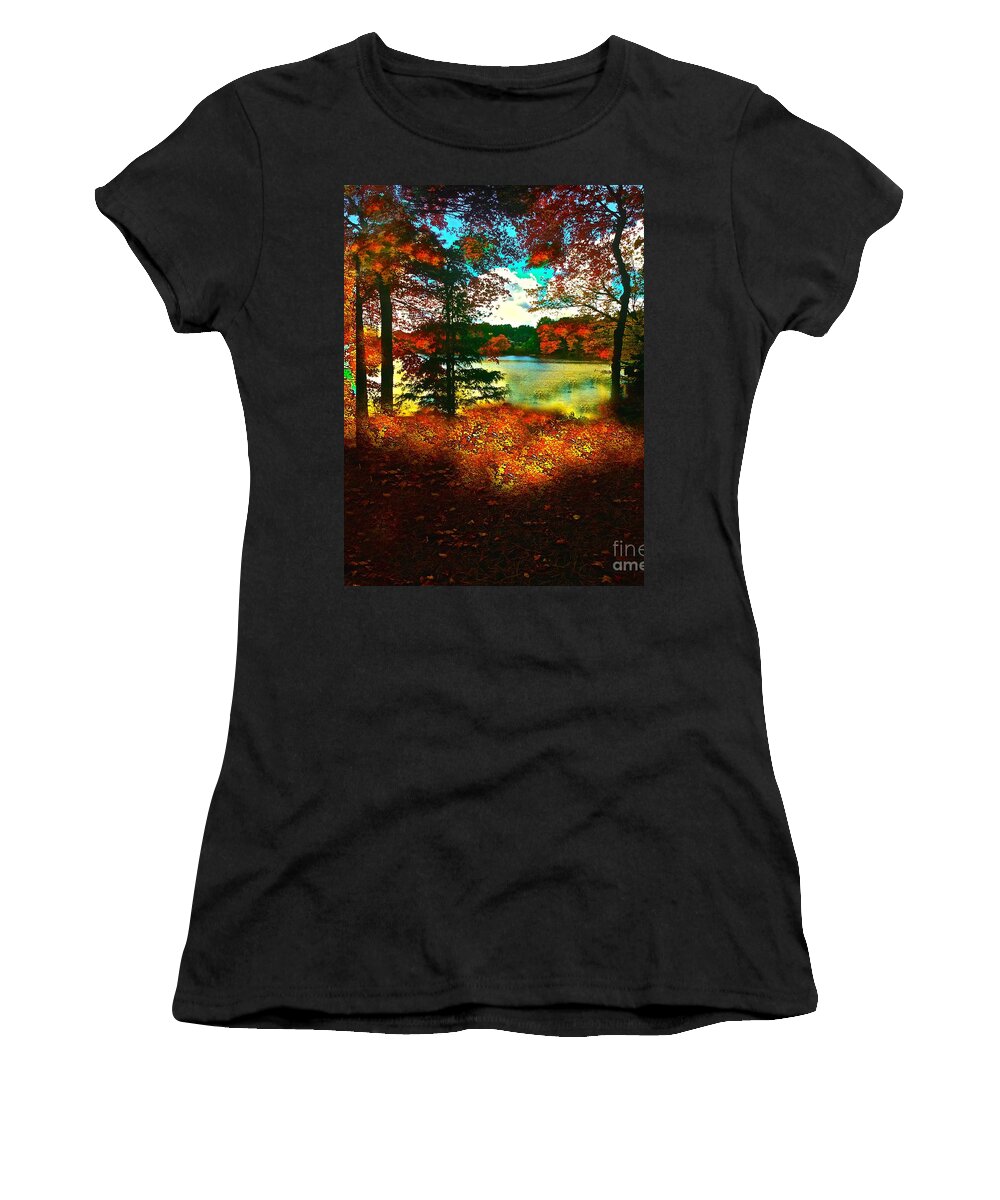 Tree Women's T-Shirt featuring the photograph Trees and Shadows in New England by Saundra Myles