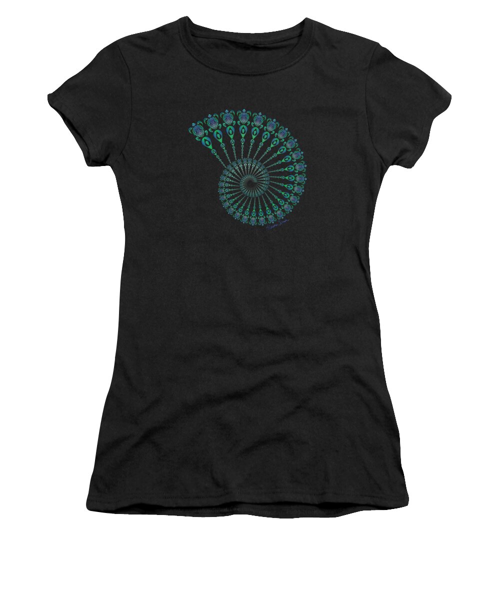 Colored Women's T-Shirt featuring the digital art Tribal Turtle Spiral Shell by Heather Schaefer