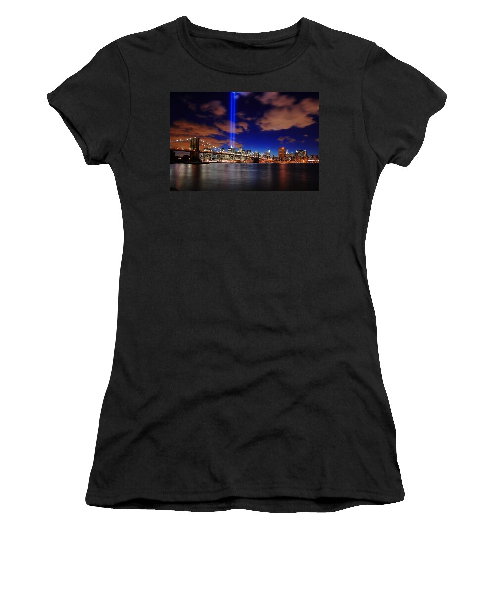 New York City Women's T-Shirt featuring the photograph Tribute In Light by Rick Berk