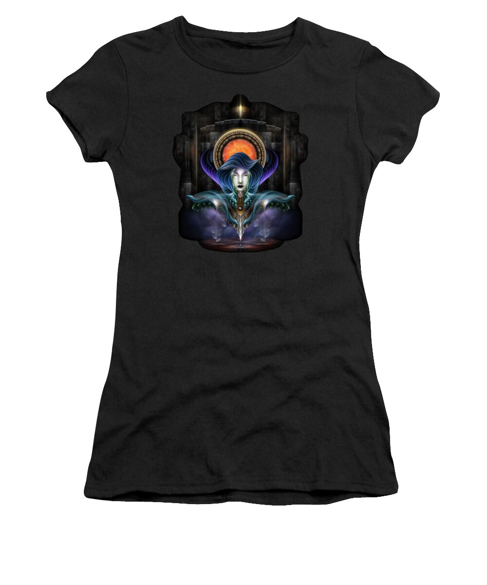 Fractal Women's T-Shirt featuring the digital art Trilia Goddess Of The Orange Moon by Xzendor7