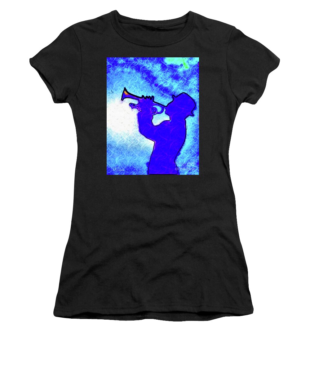 Kiing Women's T-Shirt featuring the digital art True Blues by Humphrey Isselt