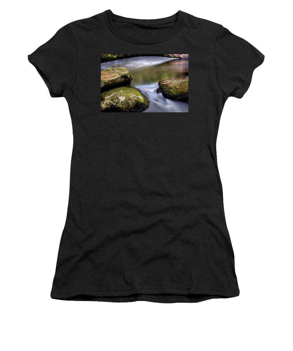 Gulf Road Waterfalls. Chesterfield New Hampshire Women's T-Shirt featuring the photograph Tucker Falls Rocks by Tom Singleton