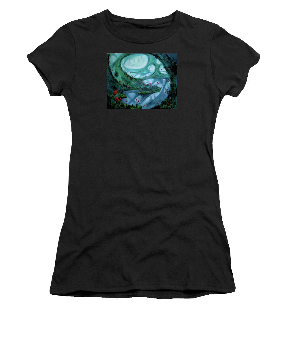 Abstract Women's T-Shirt featuring the painting Tunnel of Dreams by Leizel Grant